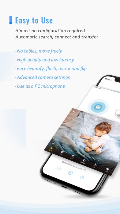 iVCam 手机端连接与设置界面